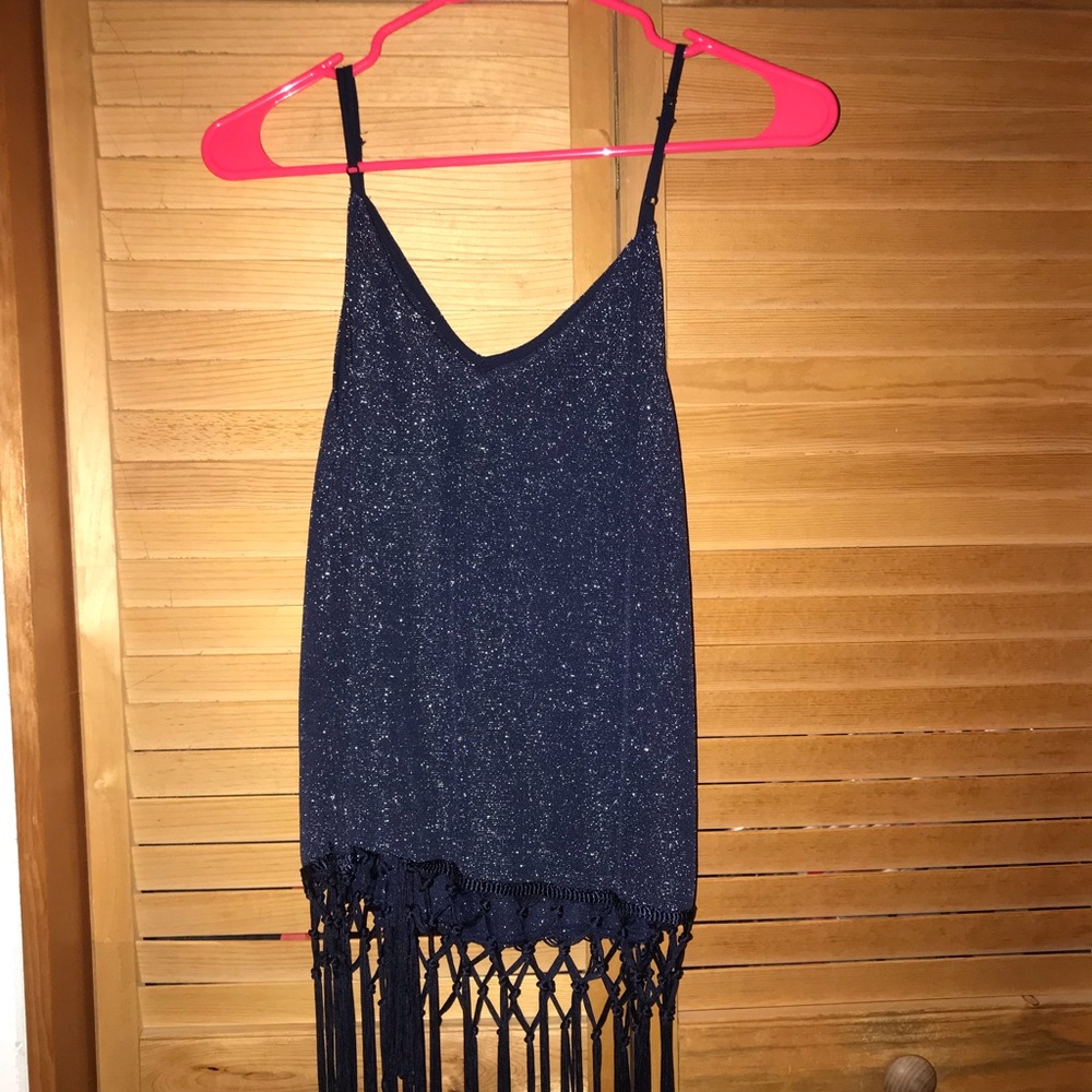 Navy buckle metallic tank